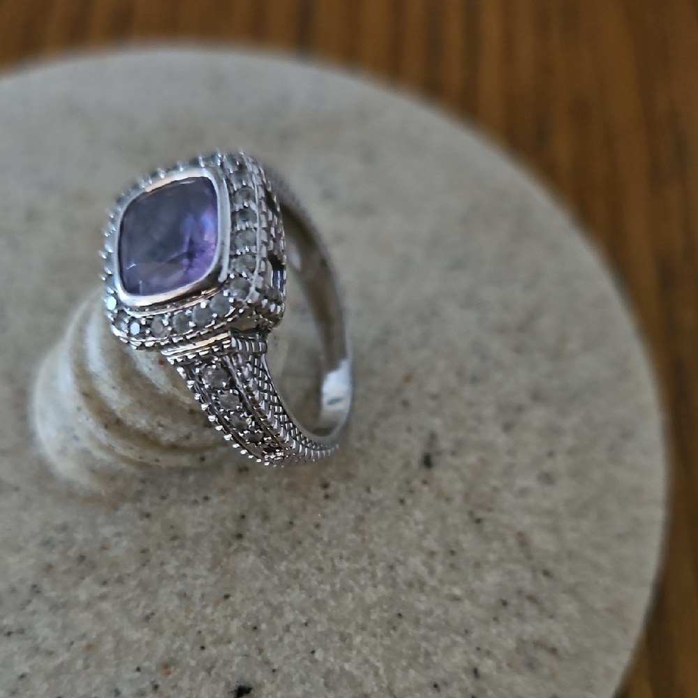Judith Ripka Purple Amethyst Silver Ring - Picture 3 of 6
